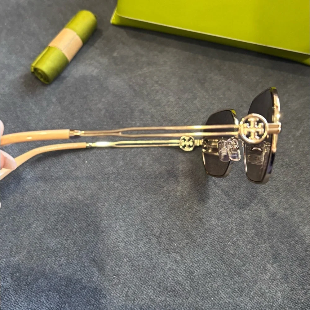 Tory Burch Rose Gold Frame Sunglasses with Brown Gradient Lenses